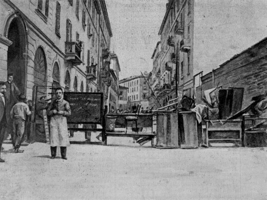 Barricade in Via Palermo during the Bava Beccaris Massacre