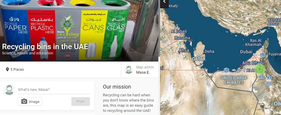 Map of UAE recycling bins